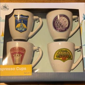 New In Box Disney Four Park Espresso Cups Set of 4